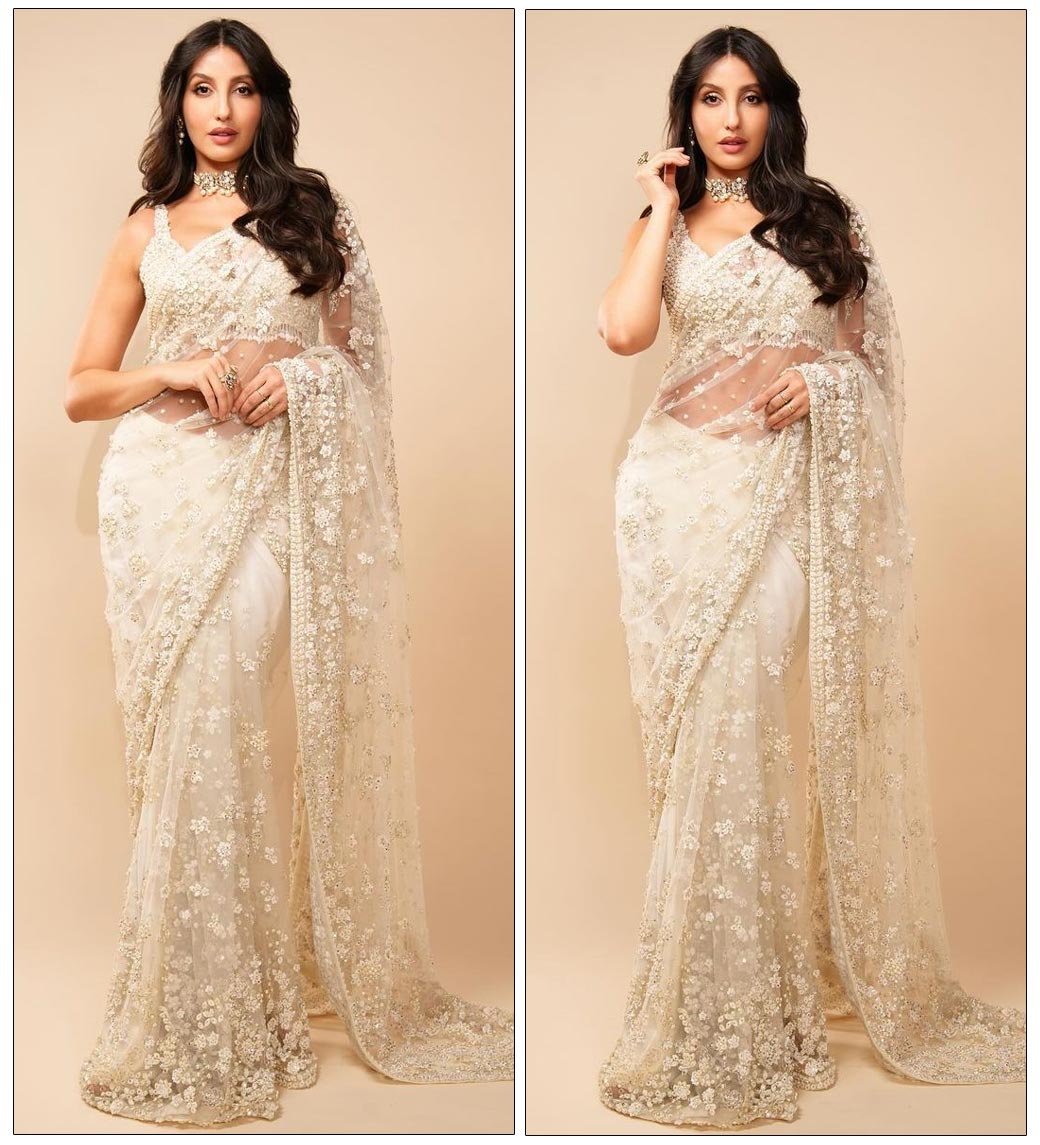 Nora Fatehi illuminate In Ivory Saree