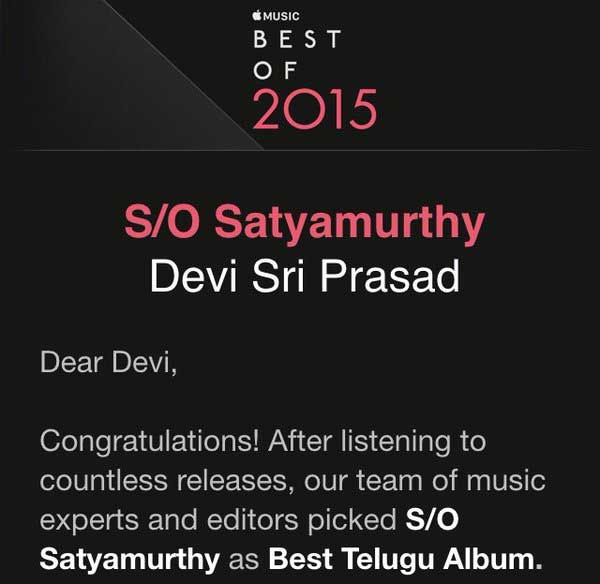 'S/o Satyamurtyhy' Turns Number One Music Album