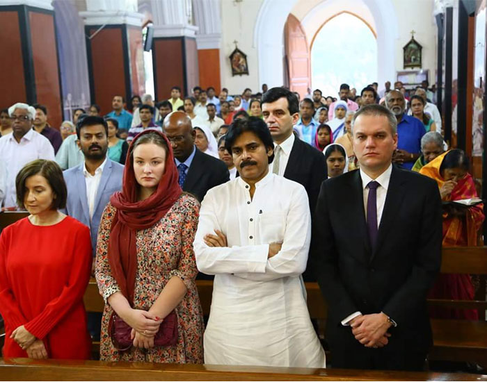 Pawan Kalyan and Anna Lezhneva at Secunderabad Church