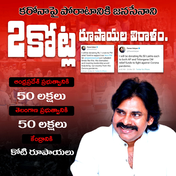 Pawan Kalyan Donates 50 Lakh Corona Relief To AP, TS