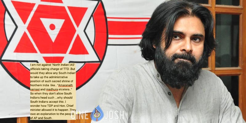 Pawan Kalyan Questions On TTD Post To North Indian