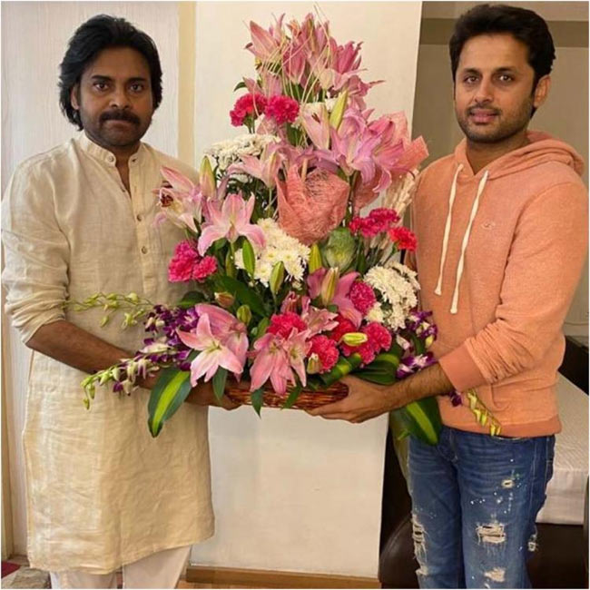 Pawan Kalyan Spotted At Nithin House For Pre Wedding Function