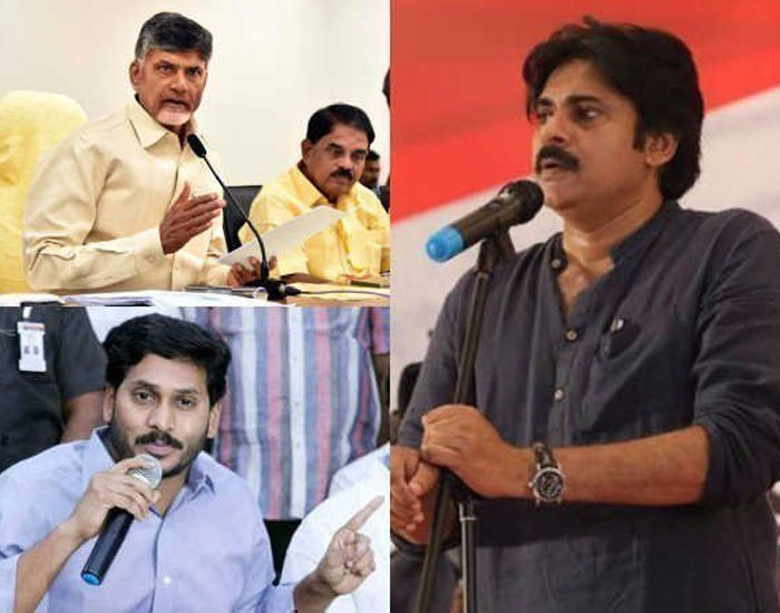 Pawan Kalyan with Chandrababu and YS Jagan