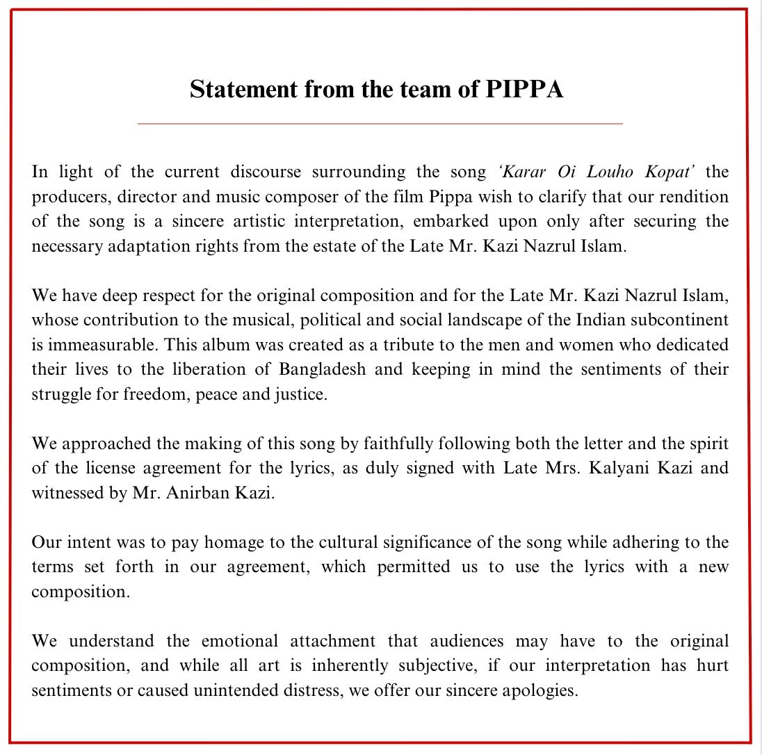 Pippa Makers On Trolling Of AR Rahman