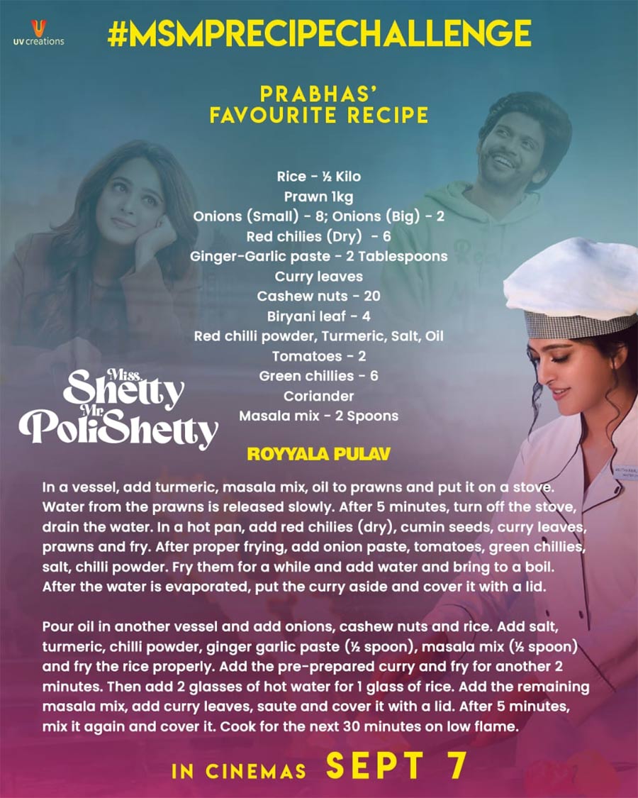 Prabhas, Anushka Joined For MSMP Recipe Challenge