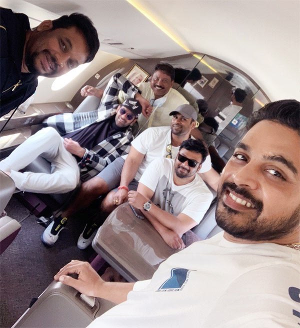 Prabhas With His Team On Private Jet