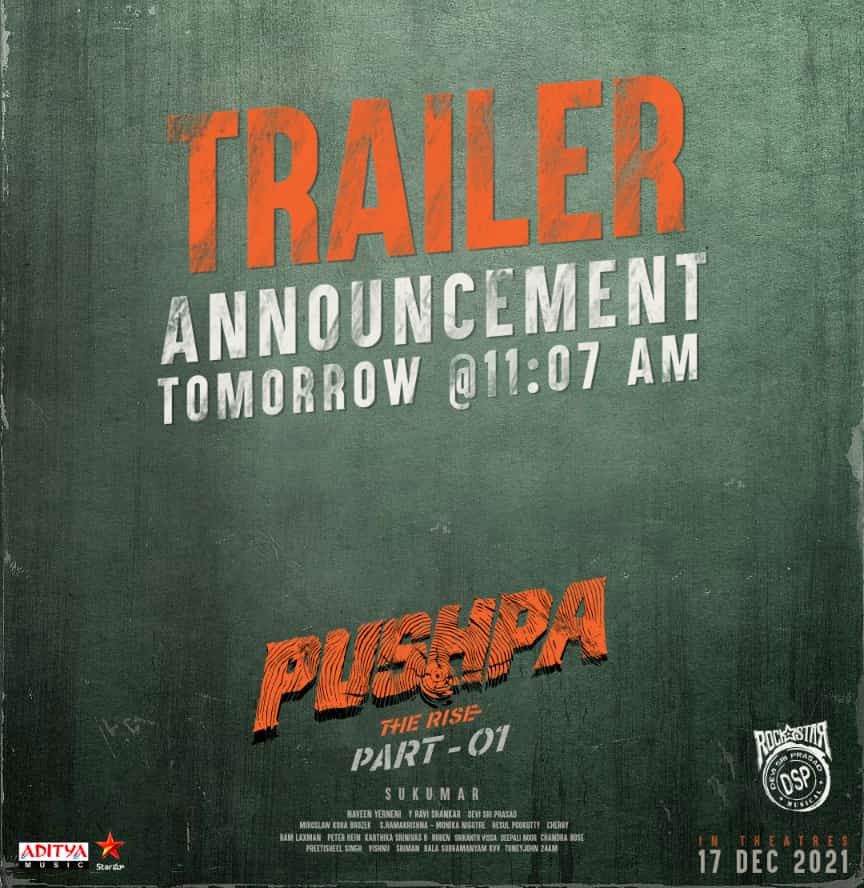 Pushpa theatrical trailer announcement on