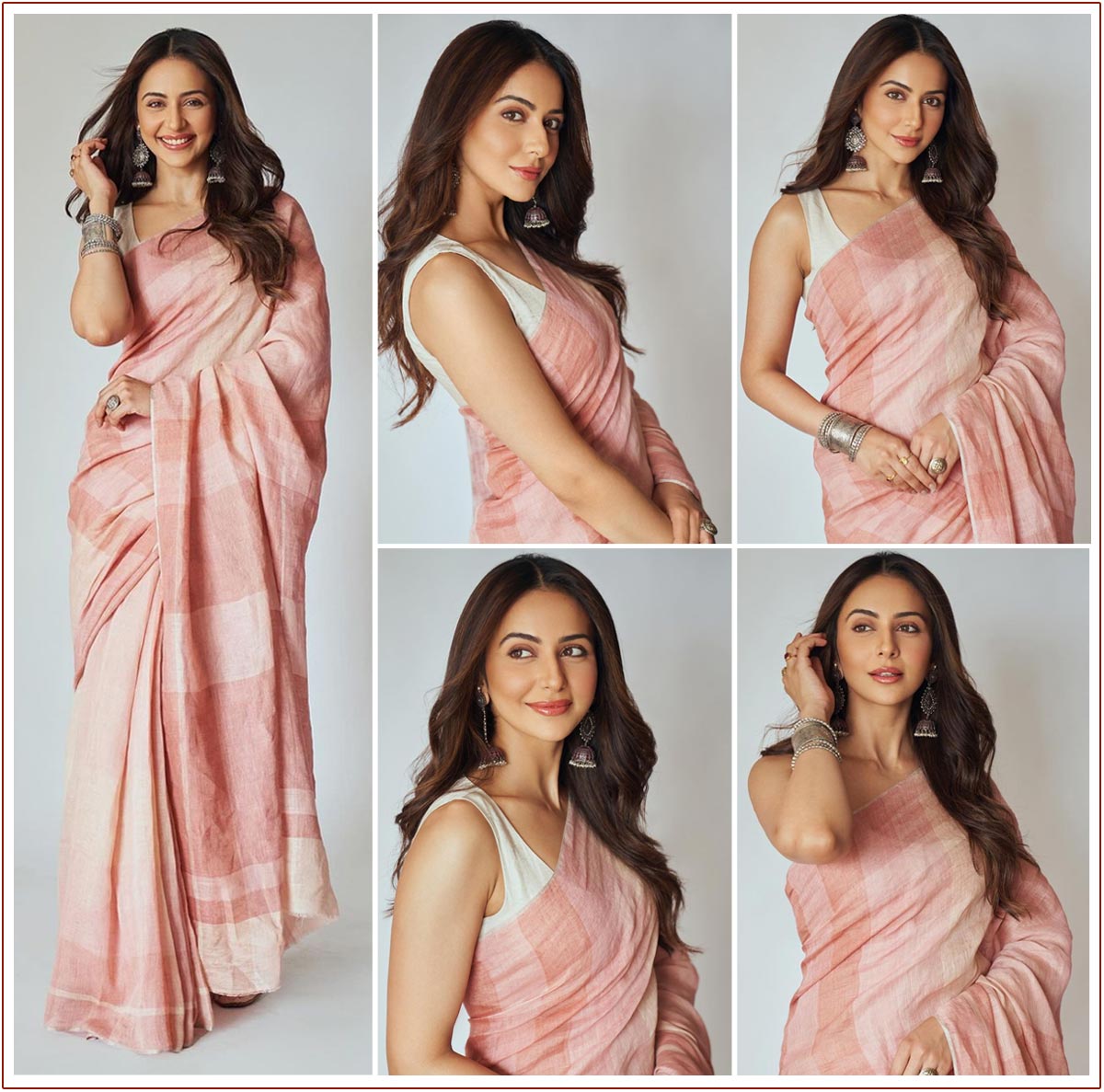 Rakul Draped in a breathtaking blush pink saree