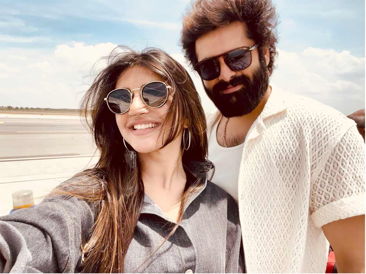  Ram and SreeLeela are spotted at the  airport