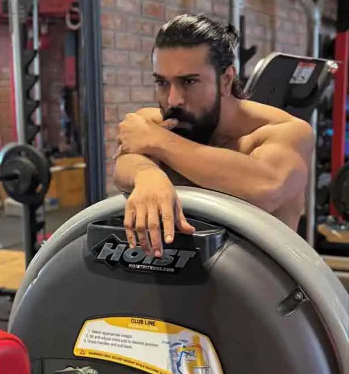 Ram Charan shooting shirtless scenes