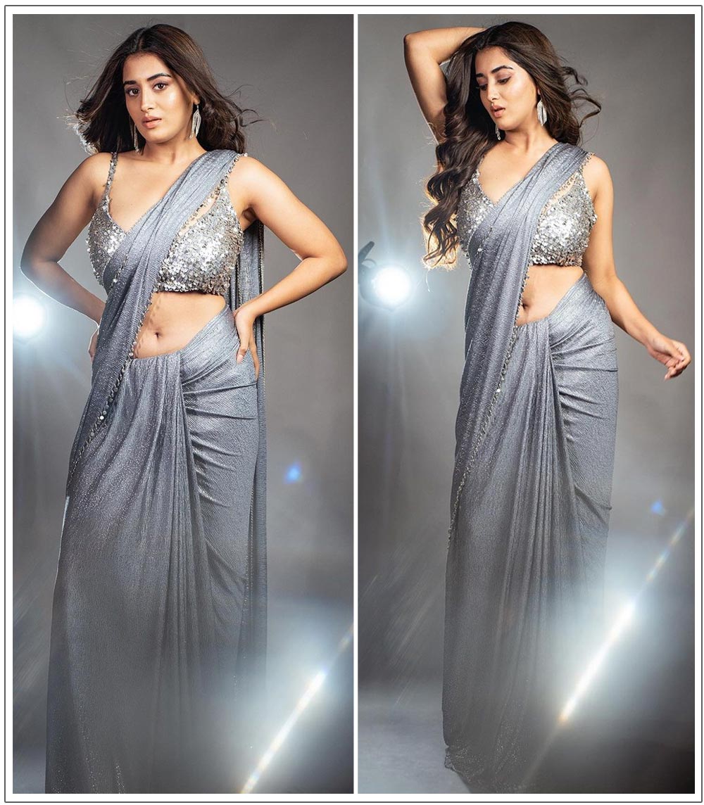  Rashi Singh mesmerizing in grey shimmery saree