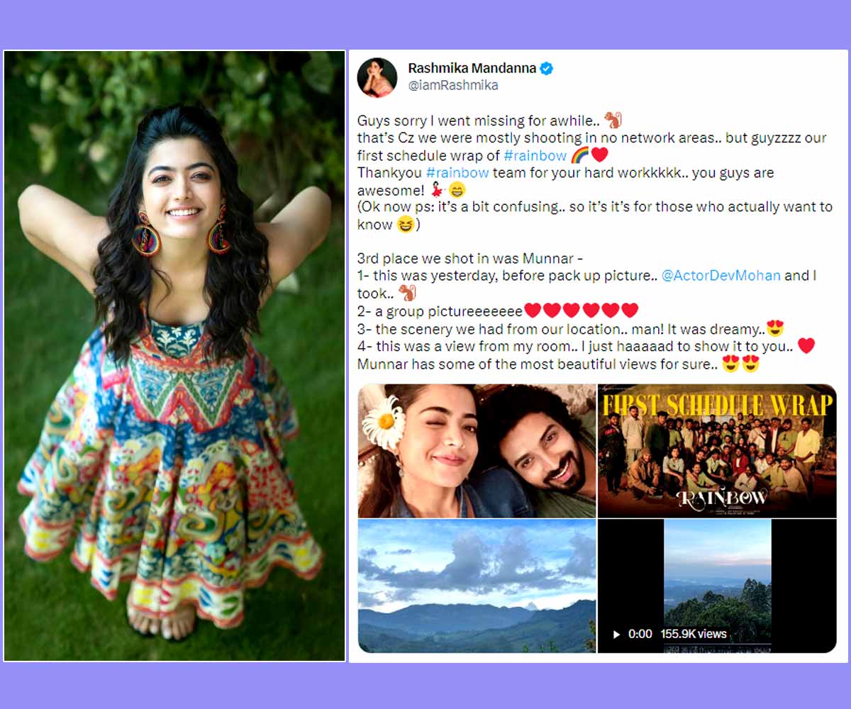 Rashmika tweet about Rainbow shoot update