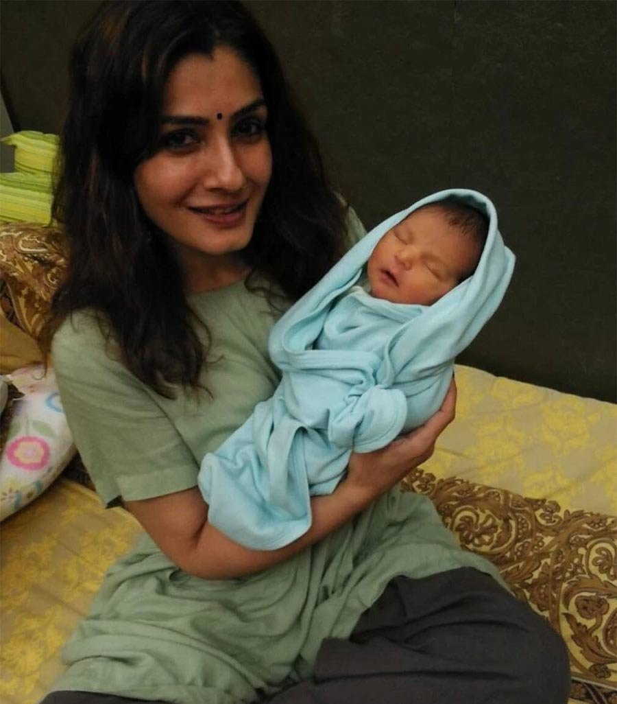Raveena surprises with her grandson