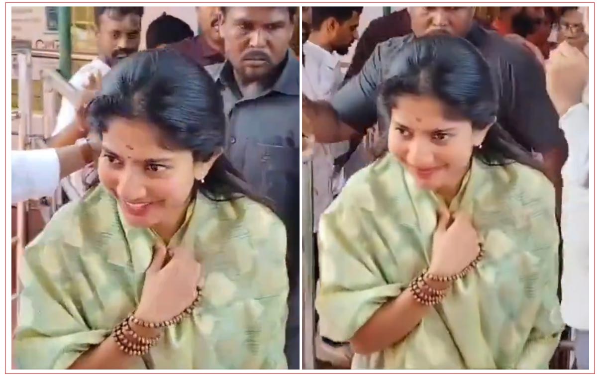 Sai Pallavi visited the Arasavelli Surya Narayana temple in Andhra Pradesh