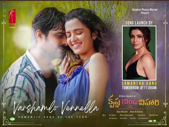  Samantha releases Varshamlo Vennela from Krishna Vrinda Vihari