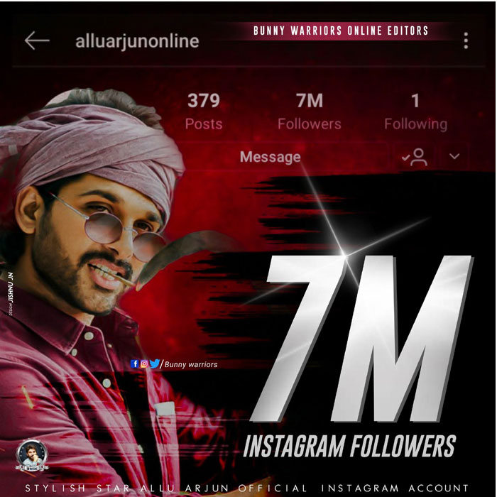 SM King Allu Arjun Record on Insta