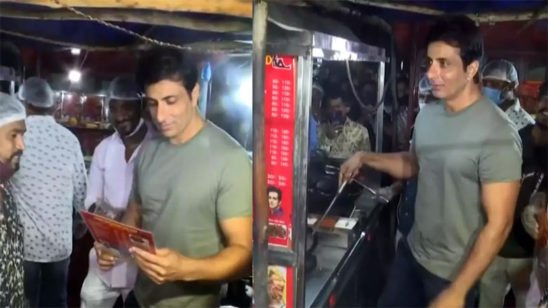 Sonu Sood Visits A Food Stall In Hyderabad