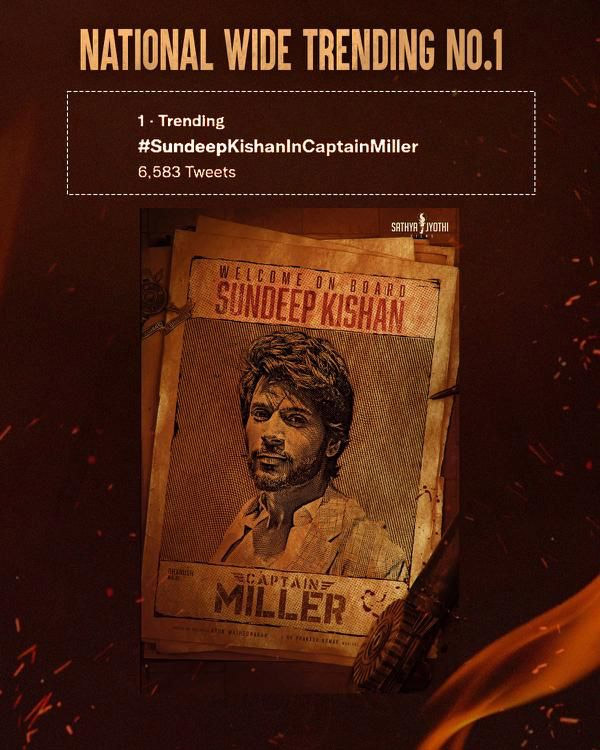 Sundeep Kishan enters Dhanush's Captain Miller