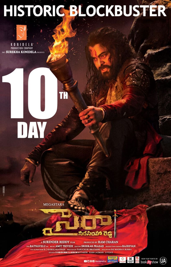 Sye Raa 10 Days Worldwide Box Office Collections Shares