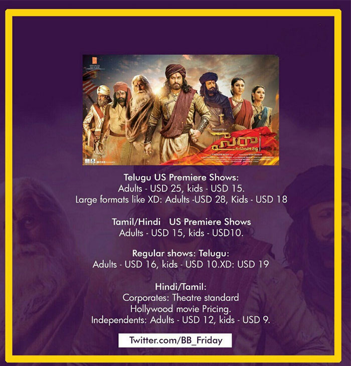 Sye Raa US Ticket Princes Confirmed