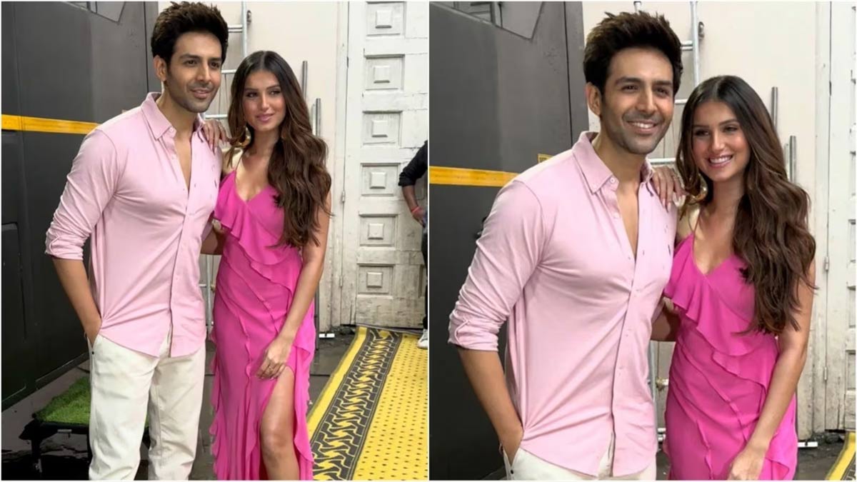 Tara Sutaria teases in a pink outfit