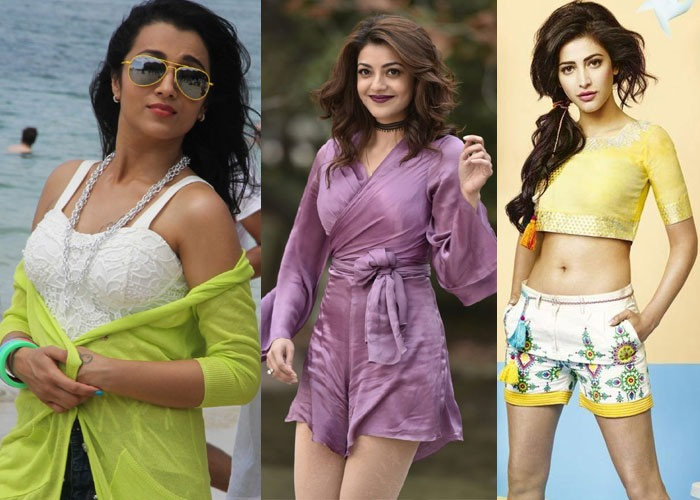 Trisha, Kajal, Shruti Haasan indulging skin show 