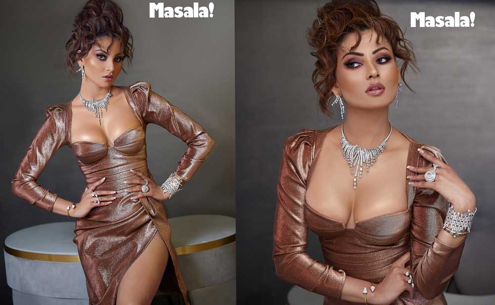 Urvashi Rautela unfiltered glam in a golden Gown