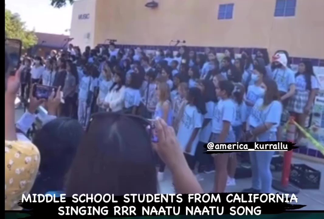 US school children sing Naatu Naatu from RRR