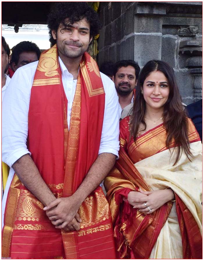 Varun Tej visits Tirupati along with his wife Lavanya