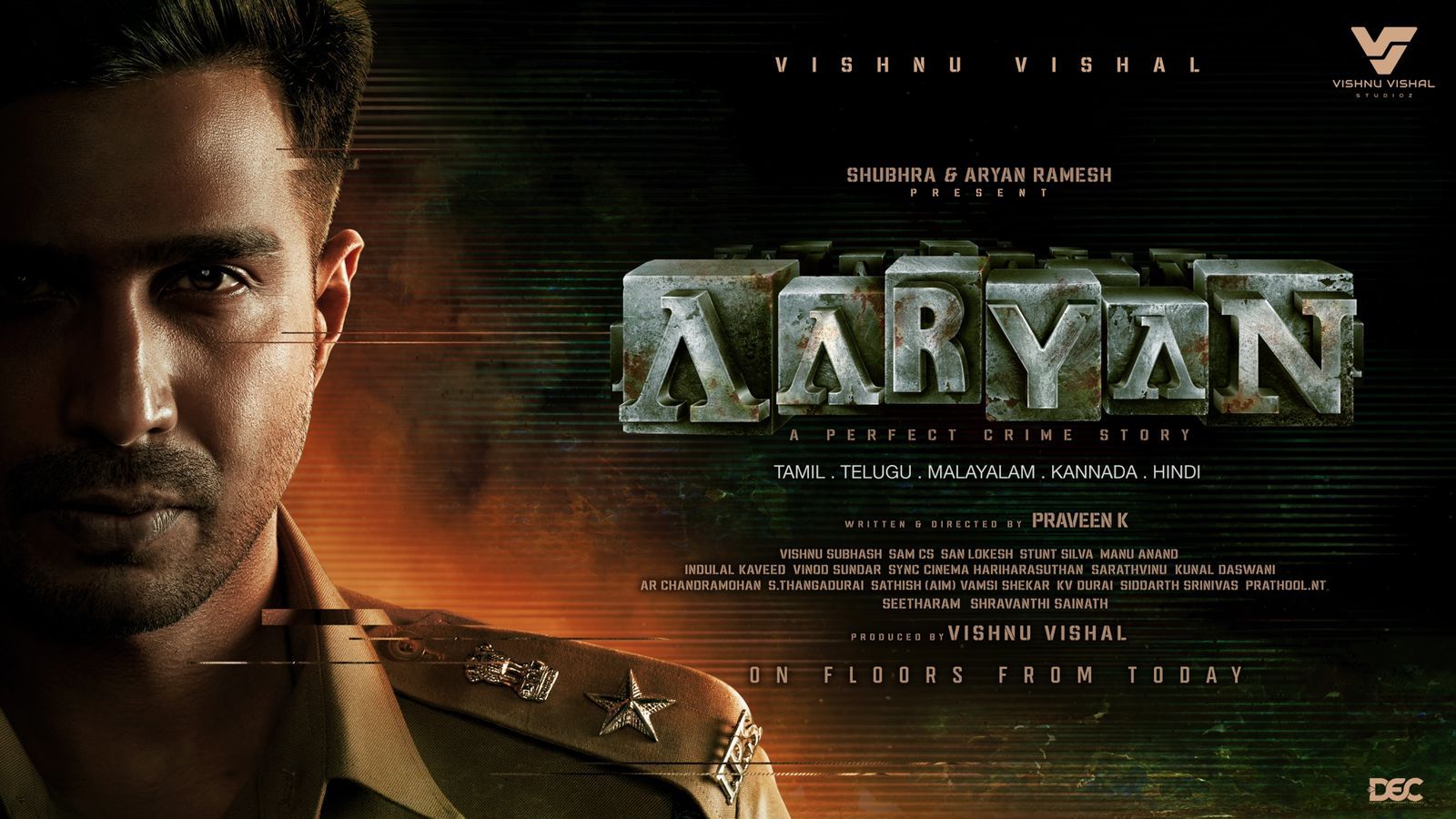  Vishnu Vishaal's Aaryan movie first lookout