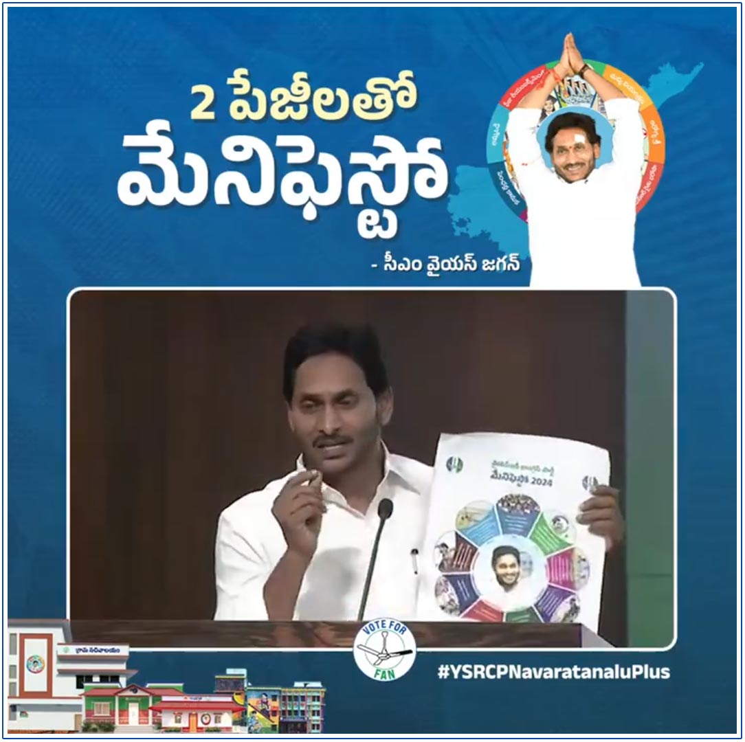 YSR Congress Party (YCP) has released its manifesto 