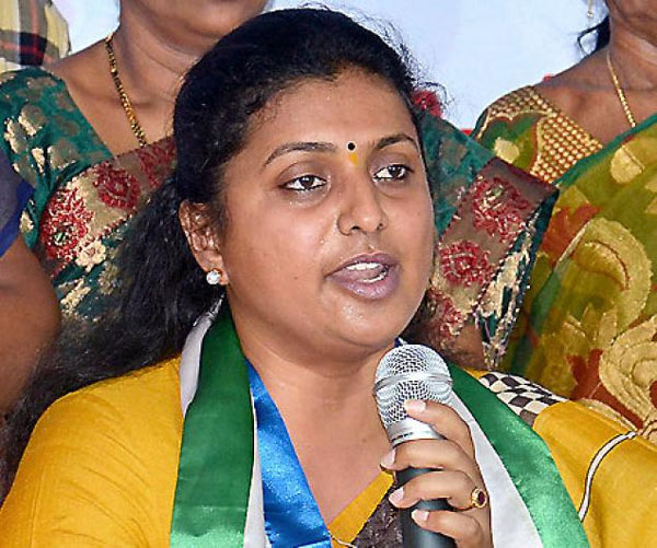 YSRCP MLAs protest as Roja stopped from entering Assembly