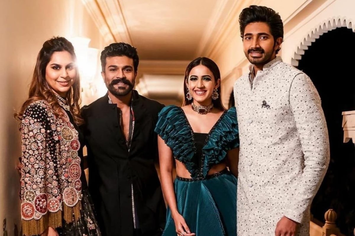 Ram Charan Enjoying With His Family At Niharika Sangeet - 1 / 6 photos