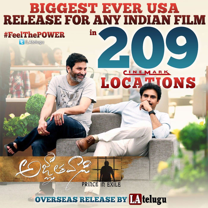 pawan kalyan,agnyaathavaasi,209 locations,usa,bahubali 2  అజ్ఞాతవాసి ఓవర్సీస్ సంచలనం!