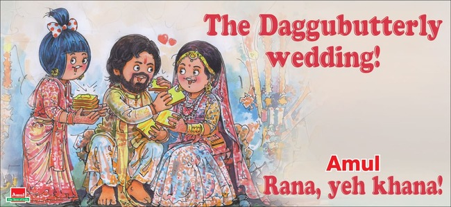 rana daggubati,amul co op,miheeka bajaj,daggubati family  రానా పెళ్ళిపై అమూల్ కార్టూన్ చూసారా..