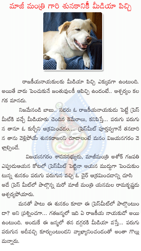 ashokgajapati,dog,yanamala ramakrishnudu,press meets  ashokgajapati, dog, yanamala ramakrishnudu, press meets