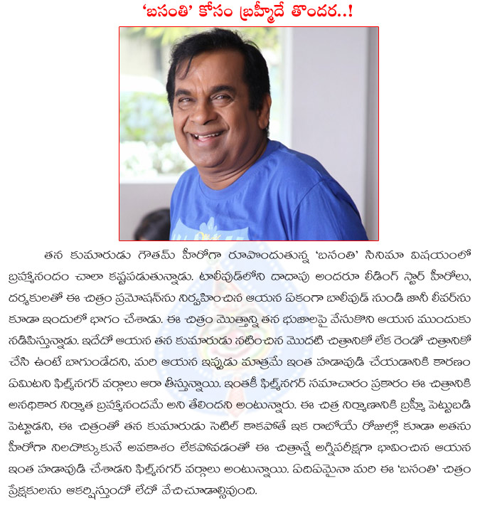 basanthi,brahmanandam,producer,unofficial producer,basanthi movie,all heroes fans waiting for basanthi movie,raja goutham  basanthi, brahmanandam, producer, unofficial producer, basanthi movie, all heroes fans waiting for basanthi movie, raja goutham