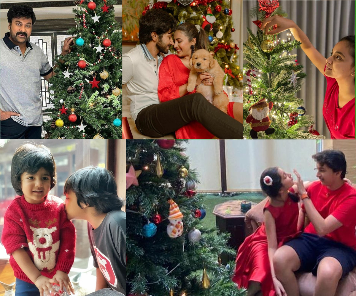 chiru,mega family,ram charan,niharika,mahesh,ntr sons,christmas celebration  సెలబ్రిటీస్ క్రిస్మస్ ట్రీస్ చూస్తారా..!