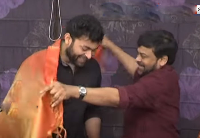 chiranjeevi,varun tej,funny,tej height  వరుణ్ తేజ్ పై జోక్ పేల్చిన చిరు..!