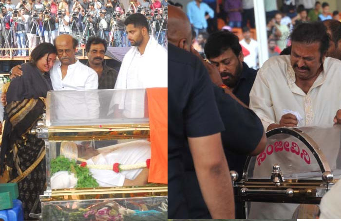 chiranjeevi,mohan babu,emotional crying,ambarish demise,rajinikanth,sumalatha  చిరు, బాబు.. దు:ఖాన్ని ఆపుకోలేకపోయారు