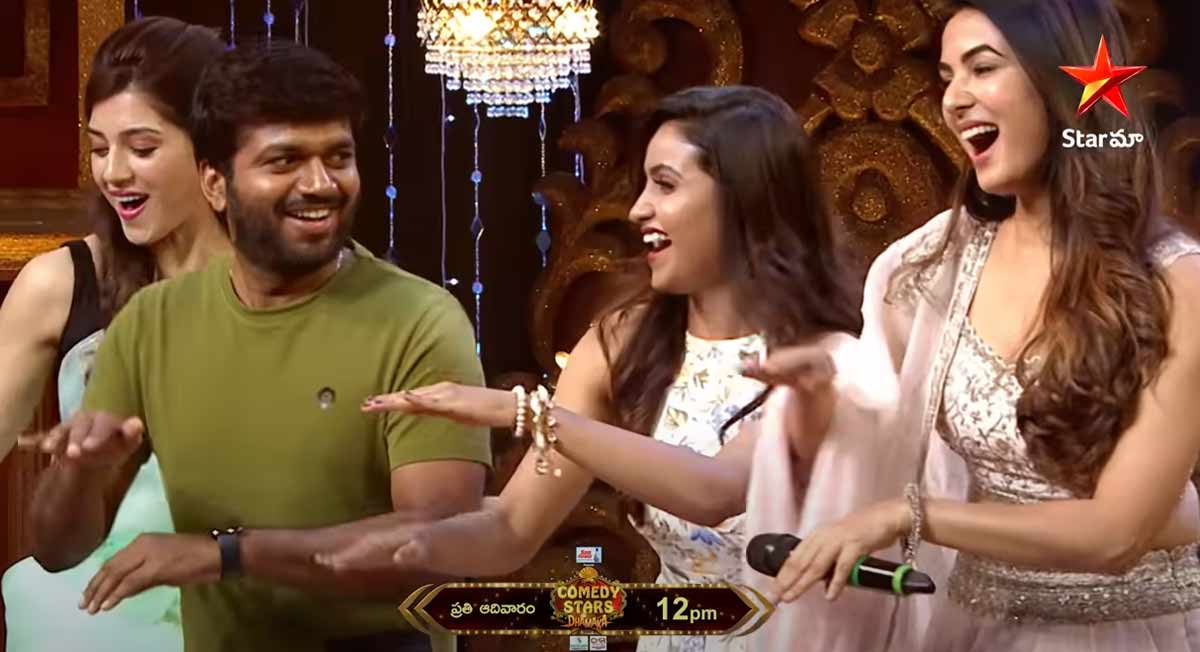 comedy stars dhamaka,f3 movie team,jabardasth,anil ravipudi,mehreen akur,sonal  జబర్దస్త్-కామెడీ స్టార్స్ లో F3 సందడి 