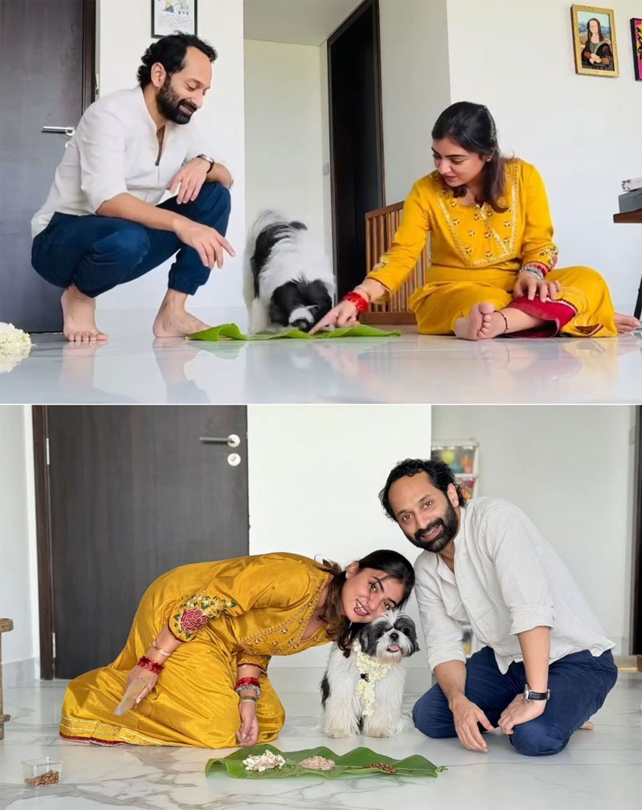 fahadh faasil  ఫహద్-నజ్రియా జంటగా ఓనం వేడుకలు 