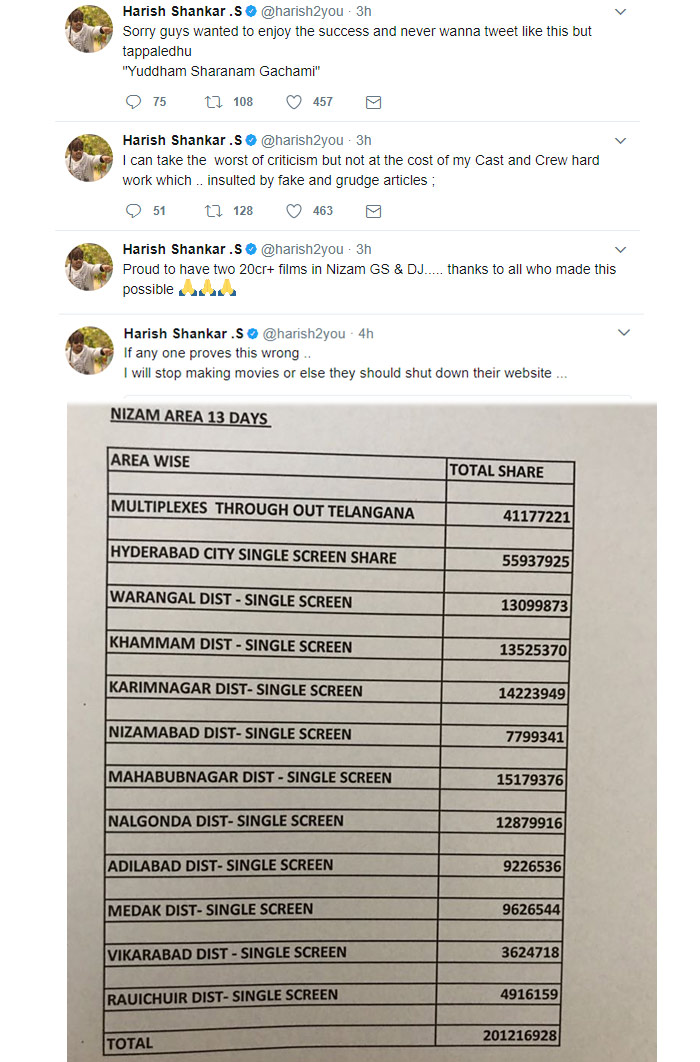 harish shankar,dj duvvada jagannadham,nizam dj collections,harish shankar tweets  నేను మానేస్తా..మీరు మూస్తారా? : హరీష్ శంకర్