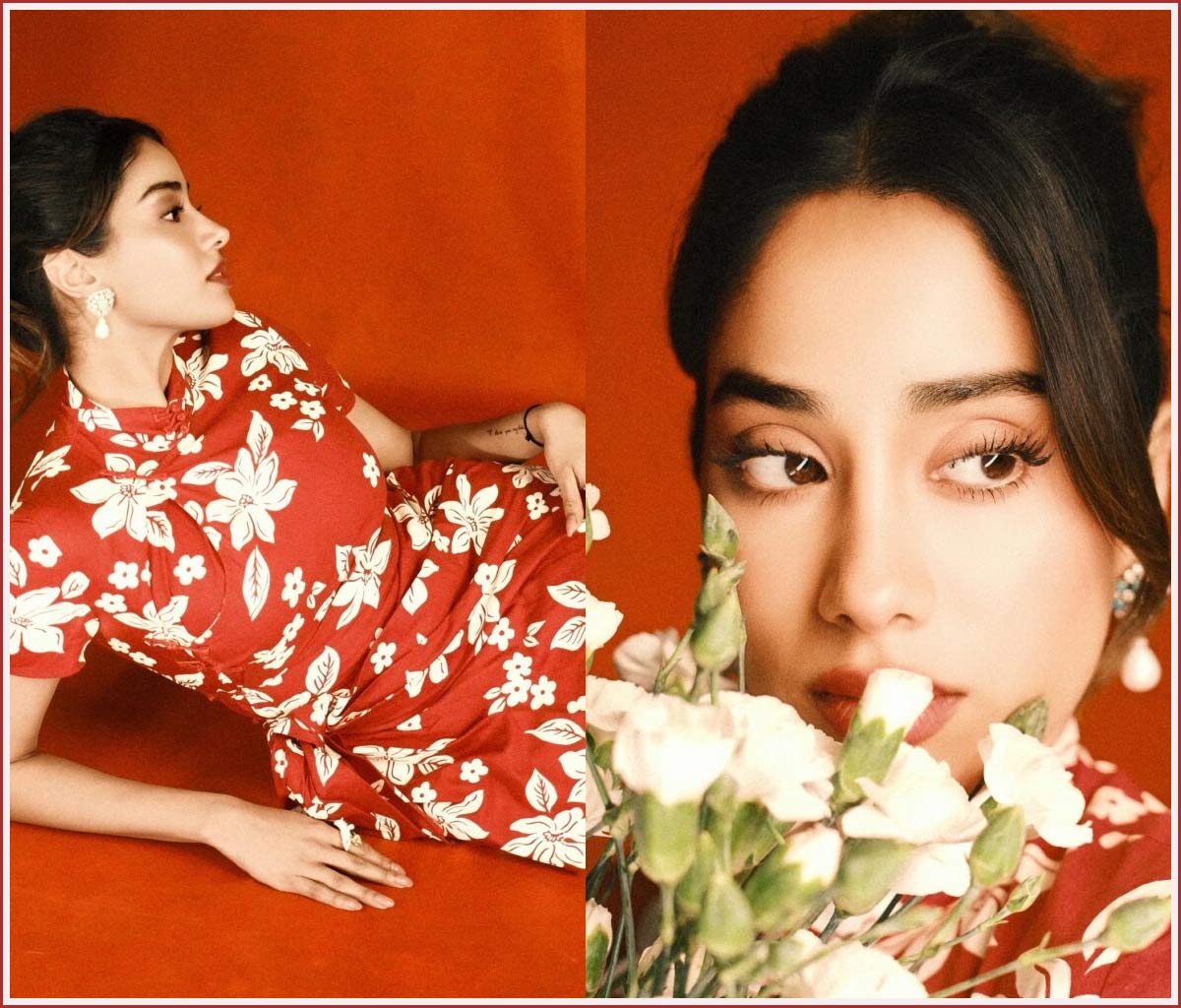janhvi kapoor  రెడ్ మినీ డ్రెస్ లో జాన్వీ కపూర్ షో 