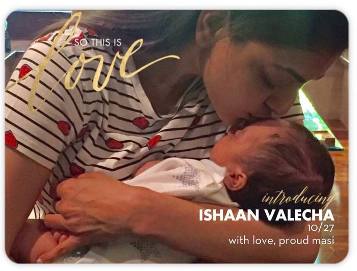 kajal agarwal,nisha agarwal,baby,ishaan valecha,kajal,aunt  చెల్లెలి సంతోషాన్ని రెట్టింపు చేస్తున్న అక్క! 