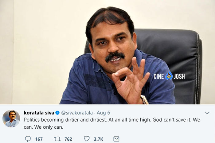 director koratala siva,mahesh babu,bharat ane nenu movie,siva post in twitter about politics  బాబోయ్.. ఇలా ట్వీట్ చేశాడు..!