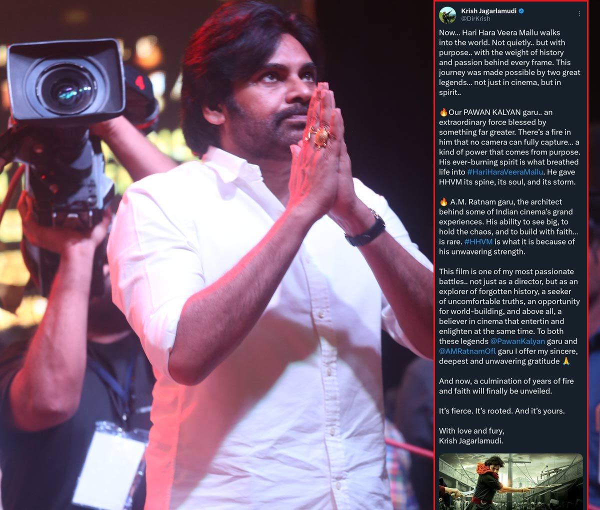 krish  ఫైనల్లీ వీరమల్లు పై దర్శకుడు క్రిష్ ట్వీట్ 