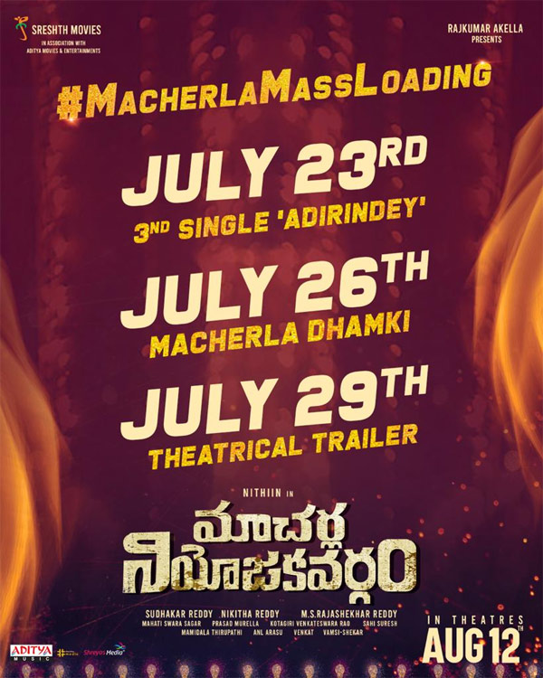 macherla niyojakavargam,nithin,macherla niyojakavargam trailer,krithi shetty  మాచర్ల ట్రయిలర్ లోడింగ్ 