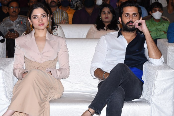 maestro movie,nithin,tamannah,nabha natesh,merlapaka gandhi,nithin maestro movie,maestro movie pre release event pics