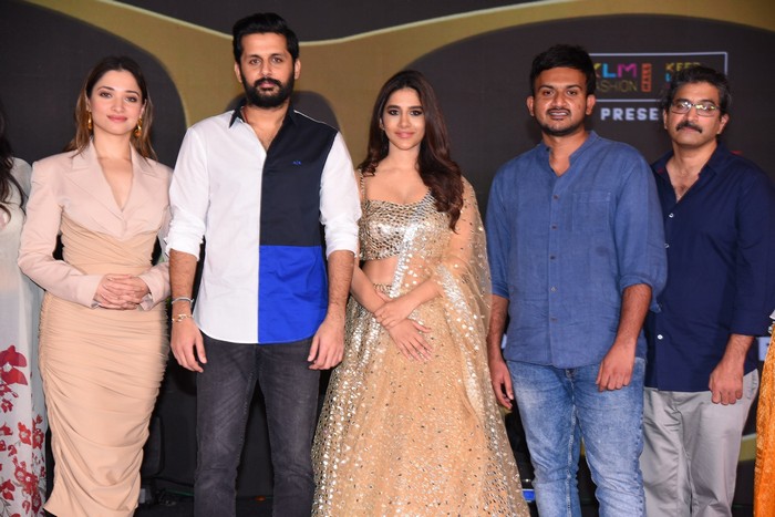 maestro movie,nithin,tamannah,nabha natesh,merlapaka gandhi,nithin maestro movie,maestro movie pre release event pics